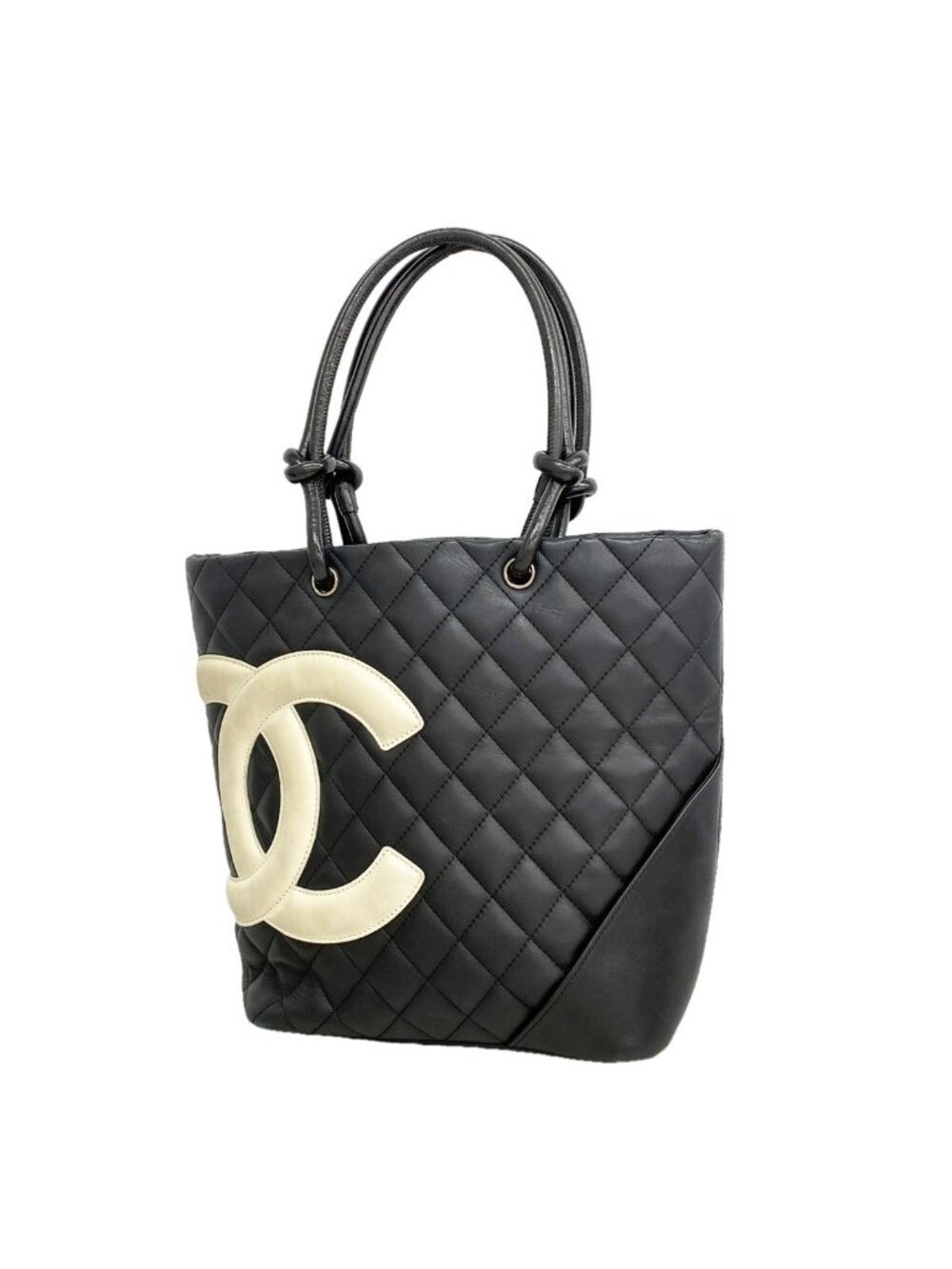 Chanel Tote Bag Cambon Lambskin Black Silver